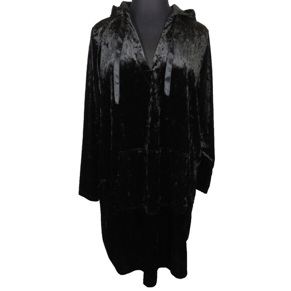 Torrid Black Crushed Velour Witchy Goth Hooded Lounge Dress Plus Size 3X - Picture 4 of 11